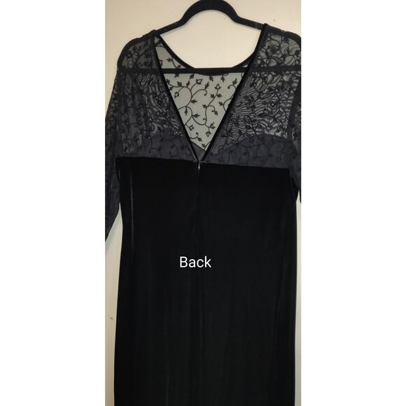 Robbie Bee Black Velvet Maxi Dress Sz 14 Burnout Formal Prom NWT Vintage 90s - Picture 6 of 16